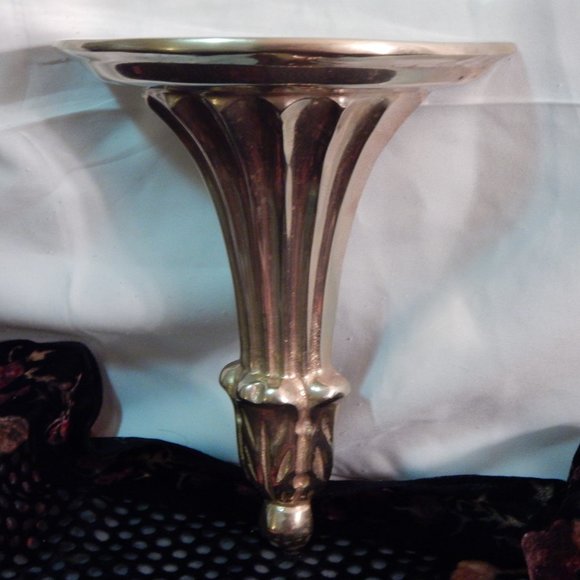 Antique 19th-Century Solid Brass Wallmount Table/Display Shelf, C. 1880's - Picture 8 of 9